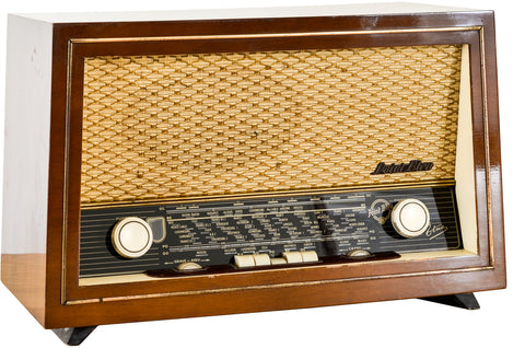 Radio Bluetooth "Point Bleu Etna" des années 1959 restaurée à la main par Charlestine photo détourée.